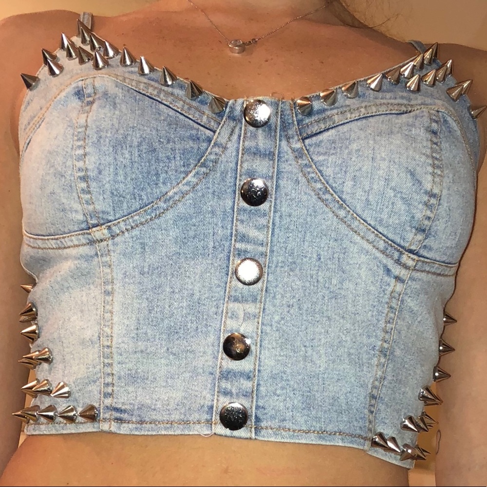 Tobi studded Jean crop top
